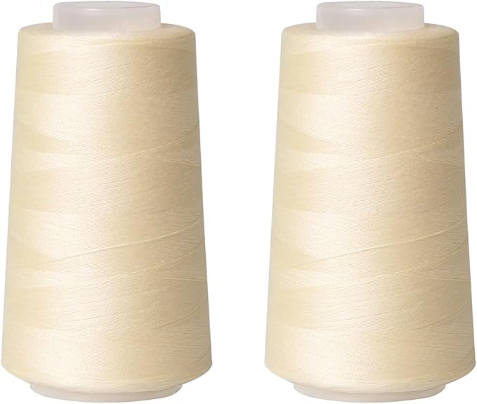 Sewing Thread Cone Set, 2 Pack Serger Thread, 3000 Yards Each, All Purpose by Unknown