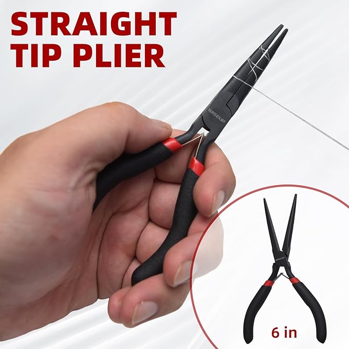 WISEUP 6" Mini Needle Nose Pliers Set，2-Piece Small Long Reach Bent Needle Nose - Image 5