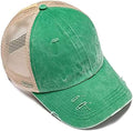 Criss Cross Hat Washed Distressed Baseball Cap Ponytail Hat High Messy Bun Ponycap for Women