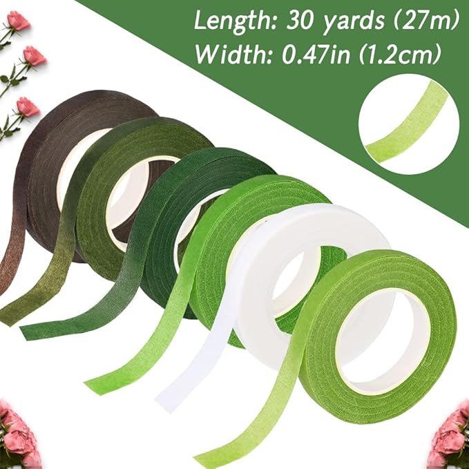 6 Rolls Floral Tape, 1/2" by 180 Yard Green Flower Tape, Flower Tape - Image 2