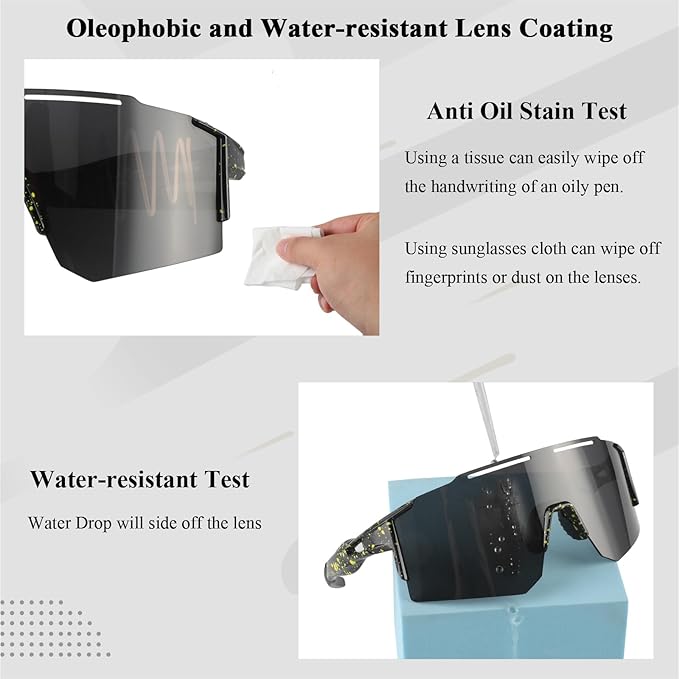 Ukoly Cycling Sunglasses for Men Women with 3 Interchangeable Lenses, Polarized Sports Sunglasses, Baseball Sunglasses