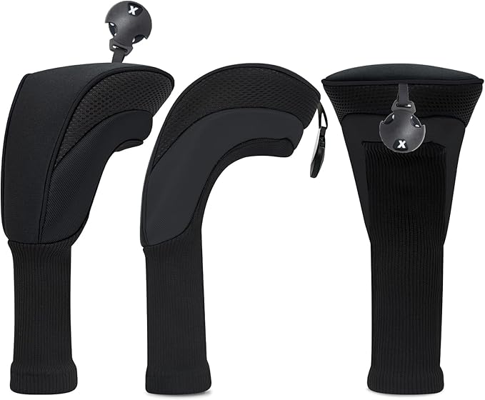 Golf Club Head Covers for Woods 3/4/5/6 Pieces Long Neck Mesh Sports Golf Club Headcovers Set with Interchangeable No. Tags 3 4 5 6 7 X Golf Accessories for Men Women