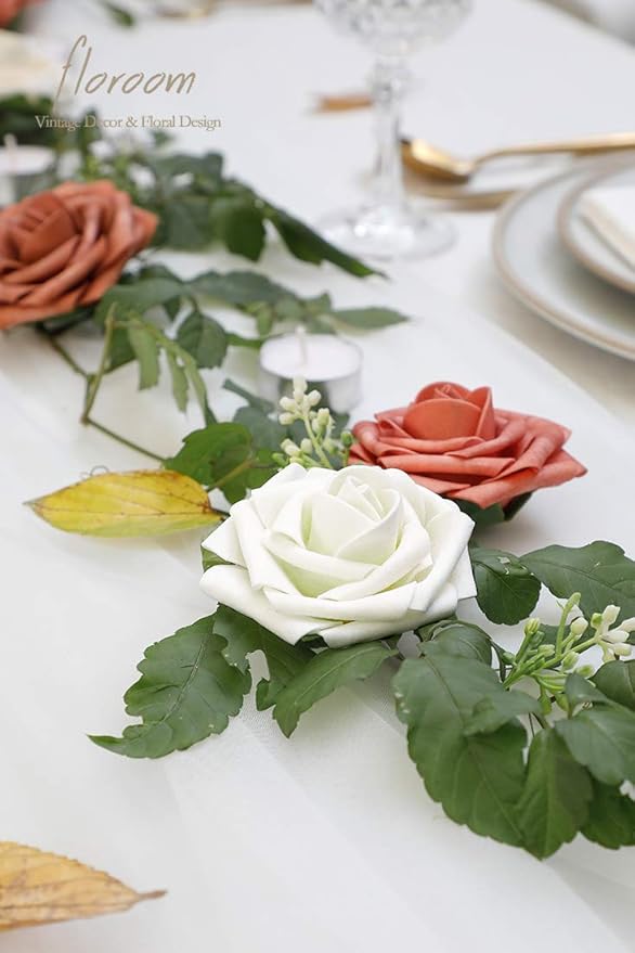 Floroom Artificial Flowers 25pcs Real Looking Ivory Foam Fake Roses - Image 4