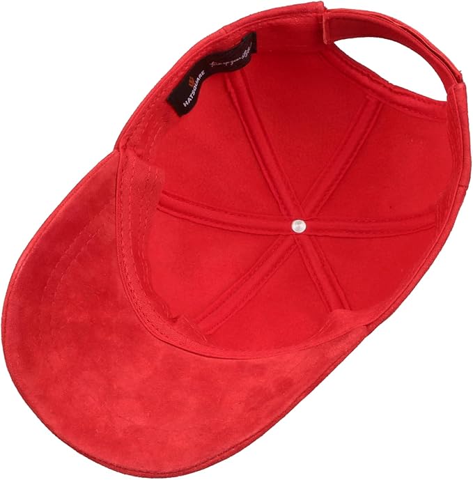 Suede Leather Baseball Cap – Unstructured 6 Panel Adjustable Strapback Hat for Men & Women