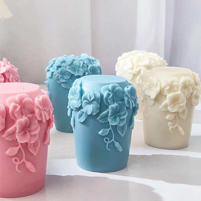 Bottle Candle Molds Cylinder Flower Pillar Mold - Image 6