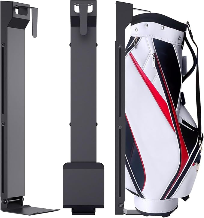 Golf Bag Wall Mount,Golf Bag Holder for Garage,Golf Bag Storage Rack,Golf Bag Organizer for Garage,Golf Bag Stand for Home Basement,Height Adjustable,Great Gilf for Golf Enthusiasts, Black