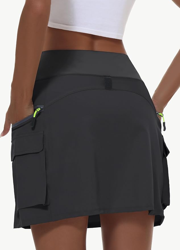 MIVEI Skorts for Woman - Hiking Cargo Skorts with Zipper Pockets, High Waisted Quick Dry Golf Workout, Dressy Casual