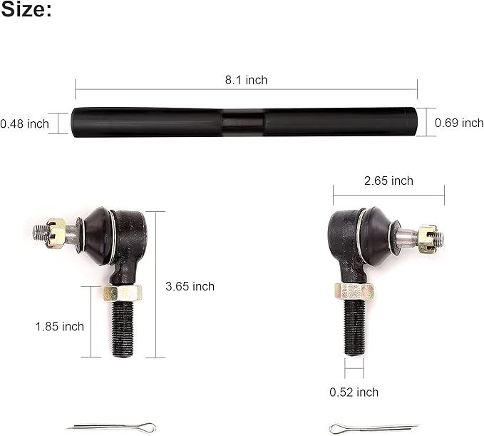 10L0L Golf Cart Steering Tie Rod Assembly for EZGO TXT & Medalist 1994.5-2001, 2 Set, OEM# 70074-G01, 70074-G02