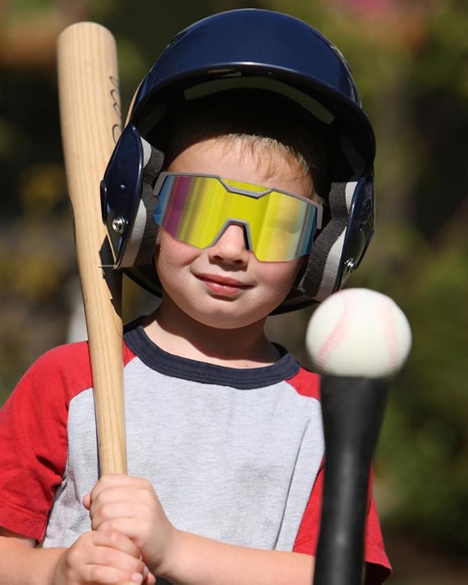 FEISEDY Kids Sunglasses Youth Baseball Sun Glasses, UV400 Sports Teens Cycling Shades for Boys Girls Age 8-16 B0048