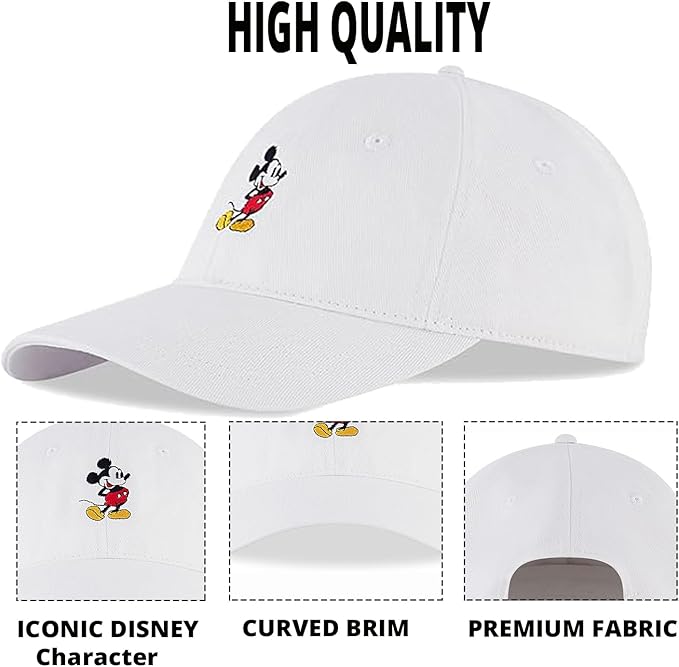 Disney Mens Baseball Cap, Mickey Mouse Adjustable Hat for Adult