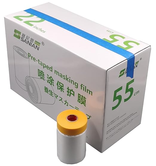 Pre-Taped Masking Film Film and Masking Tape in one Plastic Tape and Drape Roll by sanian