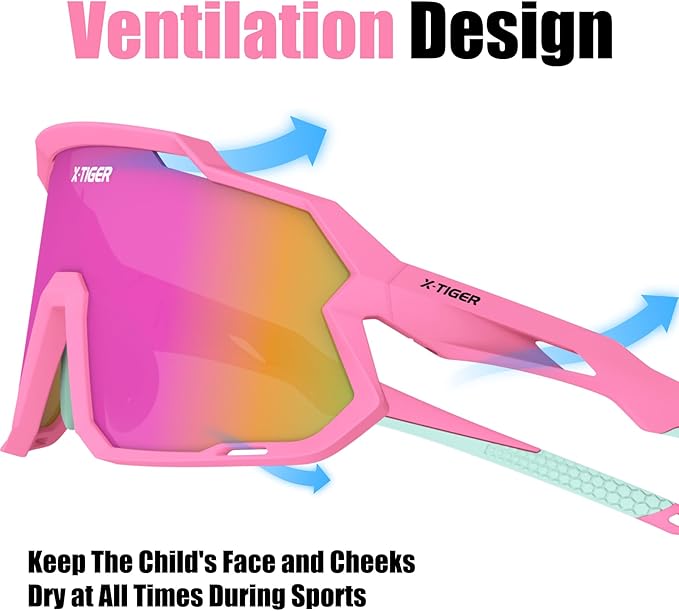 X-TIGER Kids Sunglasses Polarized Youth Baseball Sunglasses for 8-14 boys girls UV400 Sports Softball Cycling Glasses