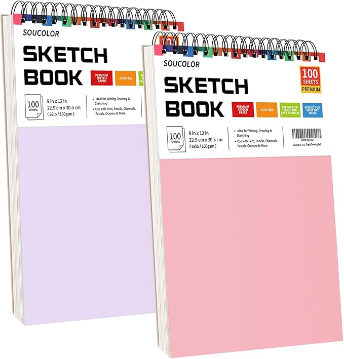 Soucolor 9"x12" Sketch Book 2-Pack: Halloween & Christmas Art Supplies by Soucolor