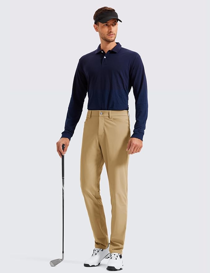 CRZ YOGA All Day Comfy 5-Pocket Golf Pants for Men - 28"/30"/32"/34" Quick Dry Lightweight Casual Work Stretch Trousers