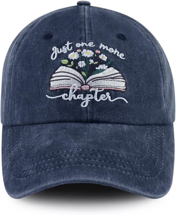 Just One More Chapter Hat for Men Women, Funny Adjustable Cotton Embroidered Bookish Baseball Cap