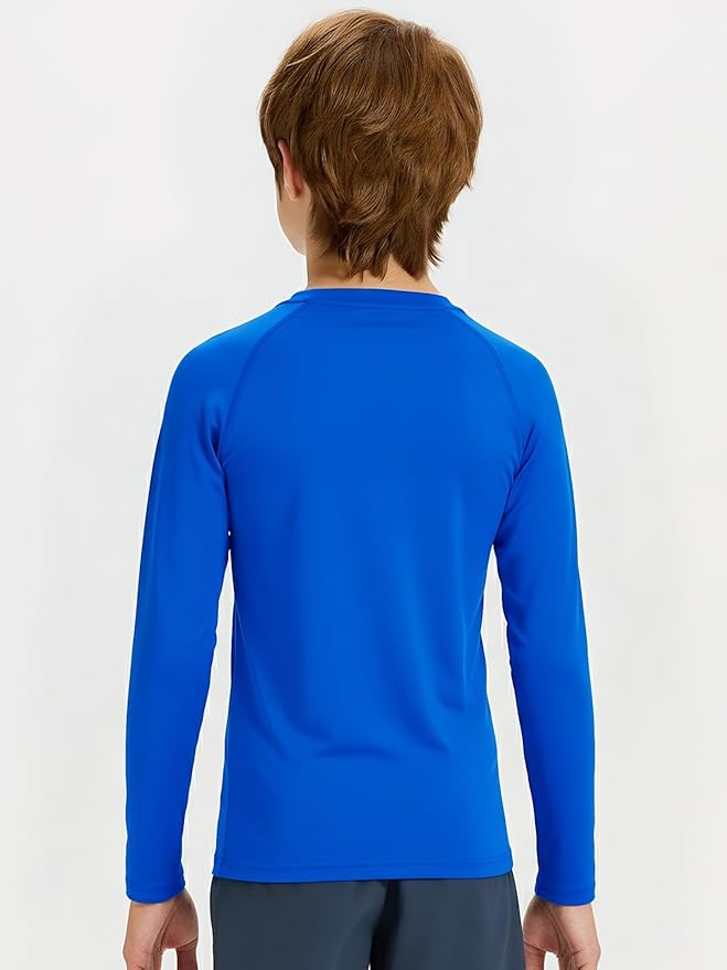 DEVOROPA Youth Boys Compression Thermal Shirt Long Sleeve Kids Fleece Baselayer Soccer Baseball Undershirt Slim/Regular/Husky