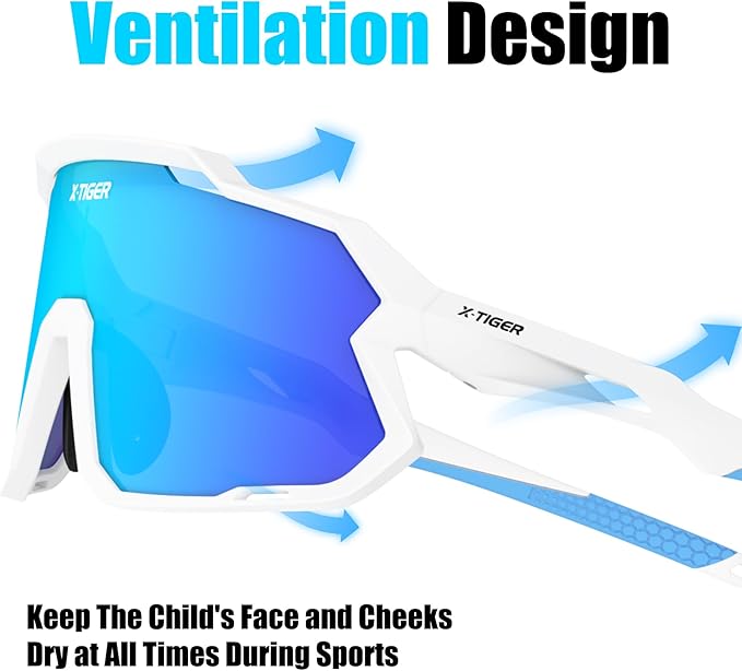 X-TIGER Kids Sunglasses Polarized Youth Baseball Sunglasses for 8-14 boys girls UV400 Sports Softball Cycling Glasses