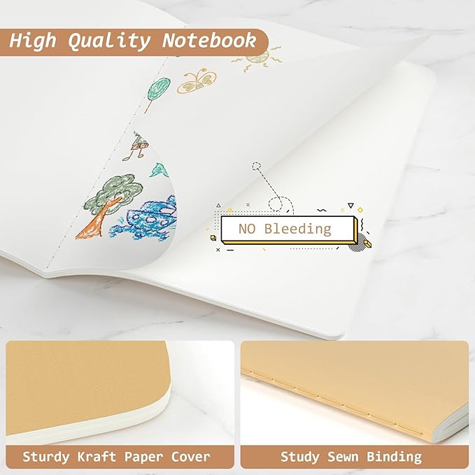 Oucaru Journaling Notebooks A5 Notebook college Blank Sketch Book 32 Pack Small - Image 3
