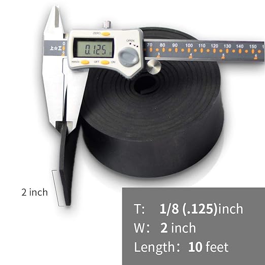 DOBTIM Neoprene Rubber Strips 1/8" Thick X 2" Wide X 10'Long, Solid Rubber - Image 2