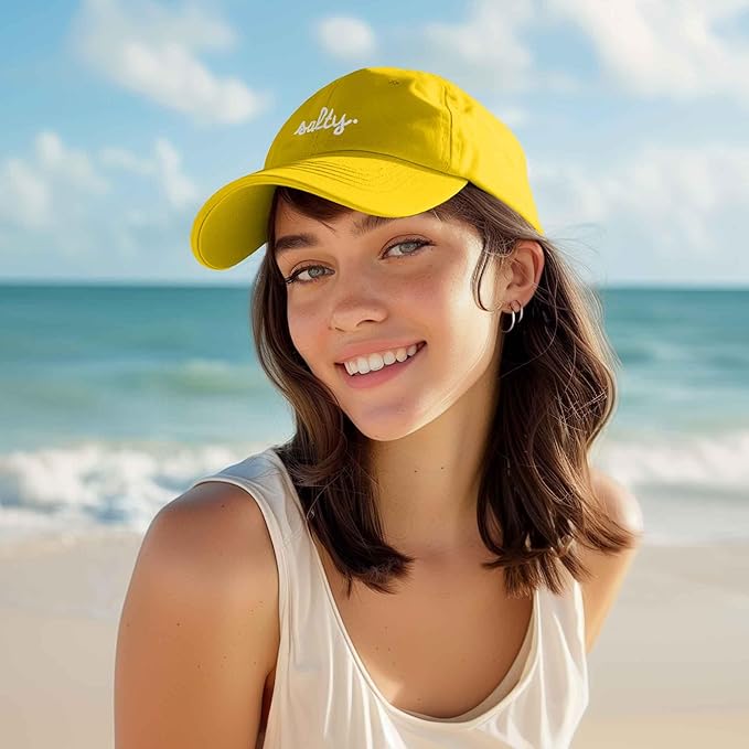 DALIX Salty Embroidered Cotton Beach Baseball Cap Adjustable Dad Hat Womens