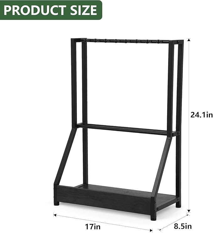Golf Club Holder for 9 Clubs & 9 Balls, Solid Wood & Iron Golf Organizer, Golf Putter Holder Floor Stand, Golf Club Stand Suitable for Golf Simulators｜Golf Course Accessories