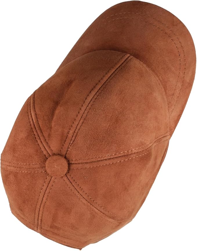 Suede Leather Baseball Cap – Unstructured 6 Panel Adjustable Strapback Hat for Men & Women