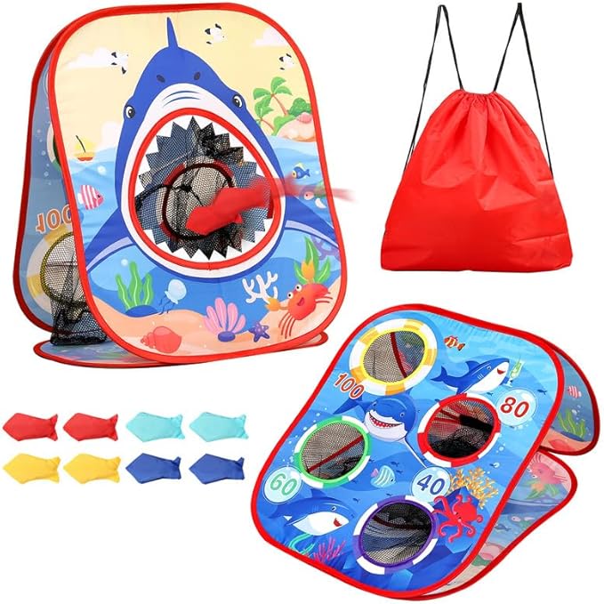 Bean Bag Toss Game for Kids/Double-Sided Foldable Cornhole Board/Backyard Beach by BOENBRO