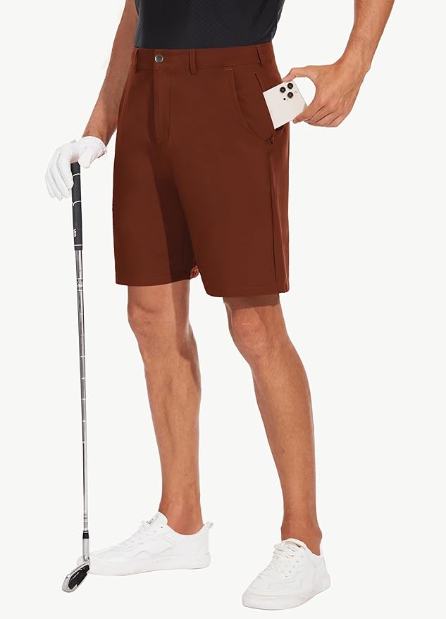 JWM Mens 7"/9" Stretch Golf Shorts - Lightweight Hybrid Casual Dress Work Flat Front Shorts with 5 Pockets Quick Dry UPF50
