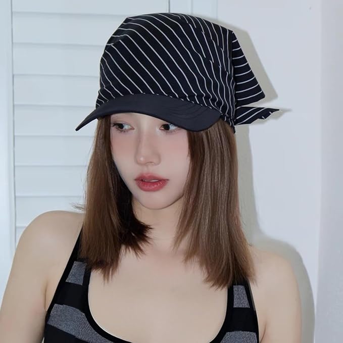 Women’s Plaid Bandana Baseball Cap – Y2K Adjustable Checkered Hat, Casual Streetwear Summer Fashion Visor Scarves