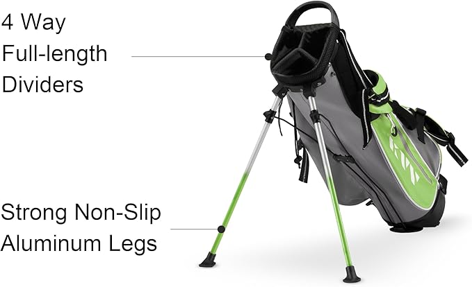 KVV Junior Golf Stand Bag, Lightweight Golf Stand Bag for Children Kids Ages 4-6/7-9/10-12