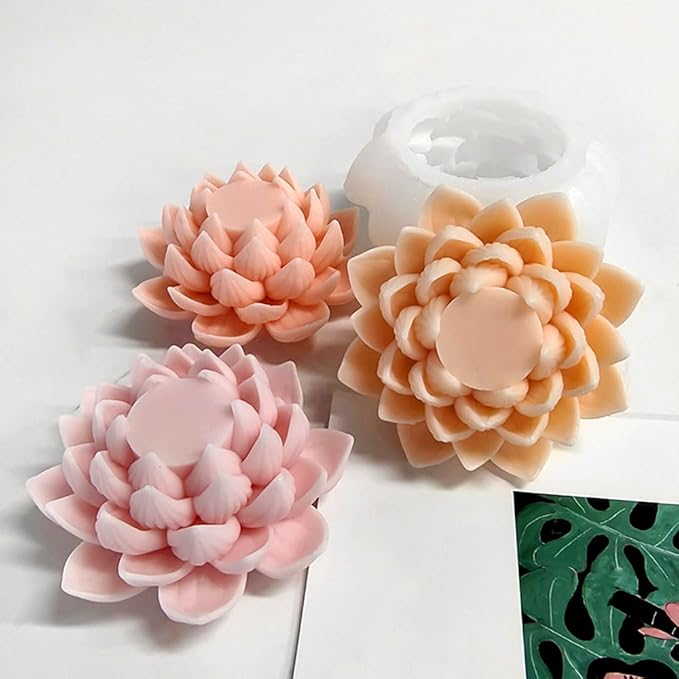 3D Lotus Candle Molds for Candle Making Supplies Flower Silicone Mold for - Image 9