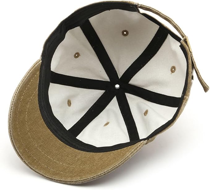 Short Brim Vintage Baseball Cap Adjustable Unstructured Washed Distressed Cotton Blank Dad Hat for Men & Women