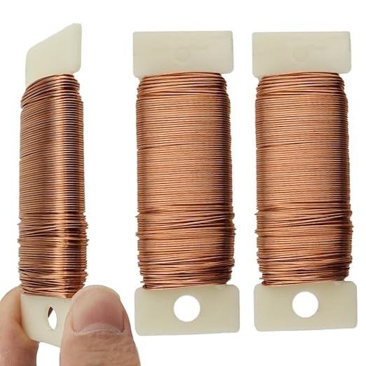 HAHIYO 22Gauge Rose Gold 3Roll Total 115Yards Metal Floral Wire Flexible Paddle by HAHIYO