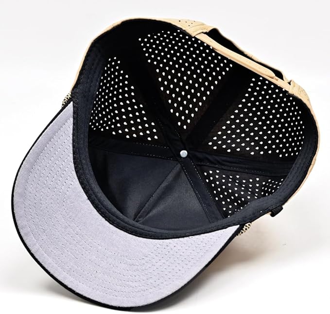 Curves & Clubs Titties Golf Hat – Tan Funny Golf Hat for Men, American Flag Patch, Adjustable Snapback, Breathable Mesh, One Size Fits All