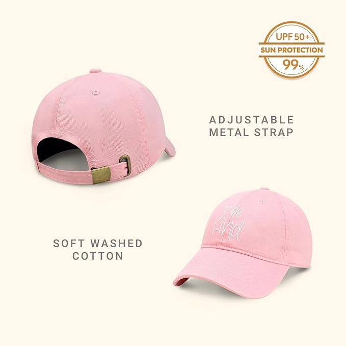 CHOK.LIDS Be Kind Trendy Womens Baseball Cap Unisex Fashion Cotton Polo Style Fun Inspirational Saying Seasonal Headwear