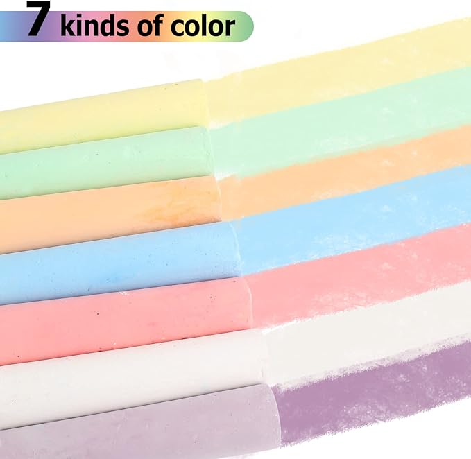 J-hong Washable Sidewalk Chalk Set- 52 Pieces 7 Colors Jumbo Chalk - Image 6