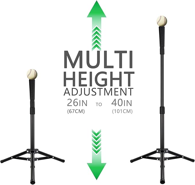 Hikeen Baseball Tees - Batting Tee with Portable Tripod Stand for Softball Hitting Training, Includes Carrying Bag