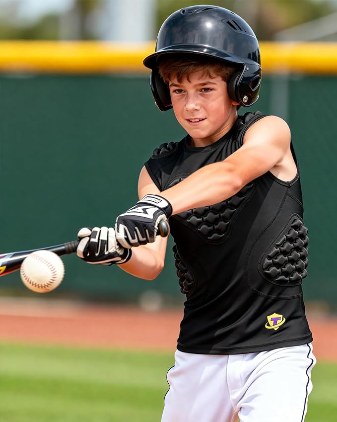 Youth Padded Compression Shirt Vest Rib Chest Protector Football Baseball