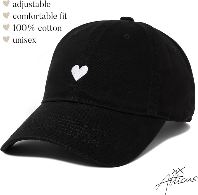 Atticus Poetry Hat, Embroidered Brushed Cotton Women’s Baseball Hat Unisex Fit, Adjustable One Size