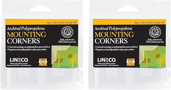 Lineco, Self-Adhesive Polypropylene Mounting Photo Corners, 1.25" Full View by Lineco