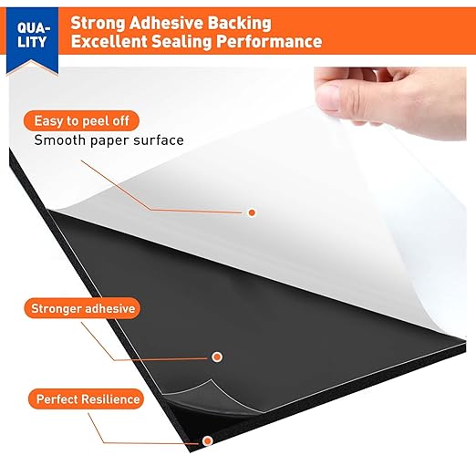 MAGZO 5Pcs Adhesive Foam Padding 1/8 in Thick X 12 in X 8 in, Closed Cell Foam - Image 3