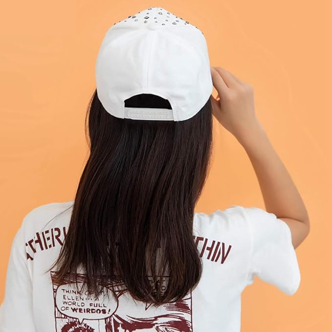 Gudessly Adjustable Breathable Rhinestone Baseball Cap for Women Bling Sequins Casual Sports Cap