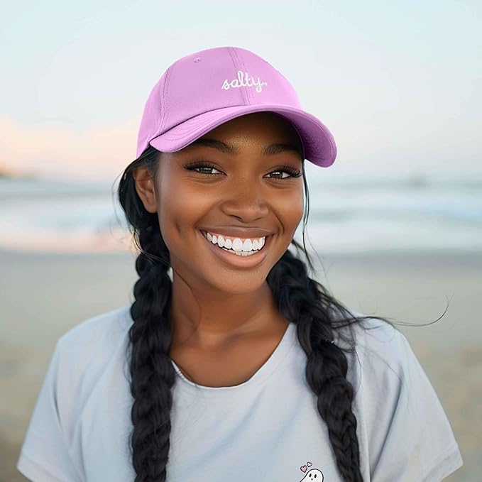 DALIX Salty Embroidered Cotton Beach Baseball Cap Adjustable Dad Hat Womens