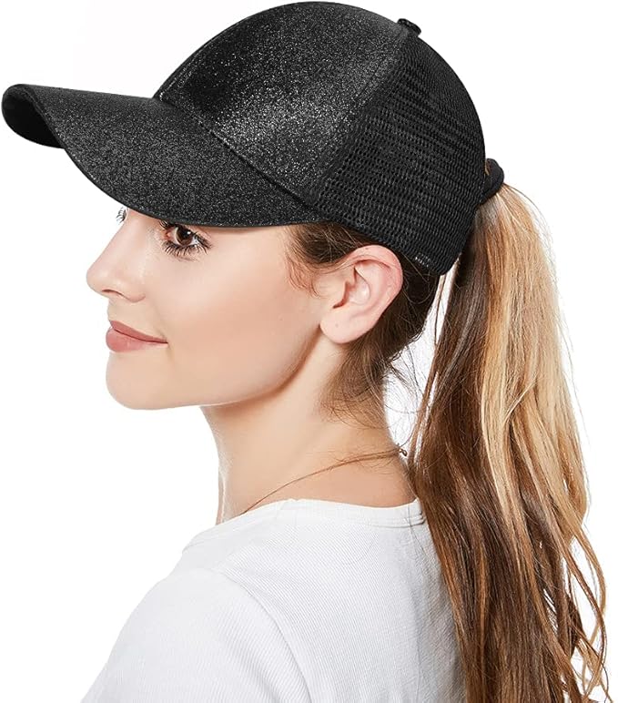 Criss Cross Hat Washed Distressed Baseball Cap Ponytail Hat High Messy Bun Ponycap for Women