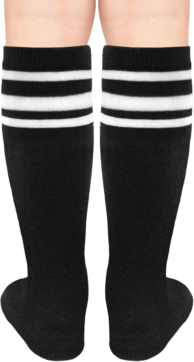 Sarfel Kids Soccer Socks Toddler Soccer Socks Girls Boys Soccer Socks Kids Tube Socks with Stripes Toddler Knee High Socks