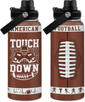 Football Water Bottle with Lid - 32oz Insulated Stainless Steel Sport Bottle - Gifts for Men Football Players Lovers Men