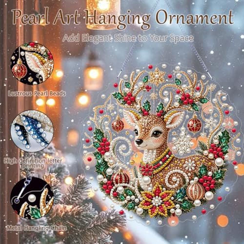 AIBOERL Pearl Diamond Art Kits for Adults, Acrylic Hanging Suncatcher
