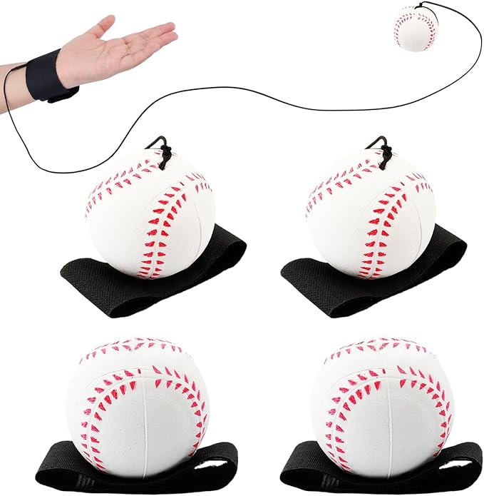 SAYAYA 4/8/16/32 Wrist Return Ball on a String 2.36 Inches Rebound Sport Balls with Elastic Strap Baseball Soccer Tennis Practice Party Favors, Wrist Exercise and Fun Play for Kids & Adults
