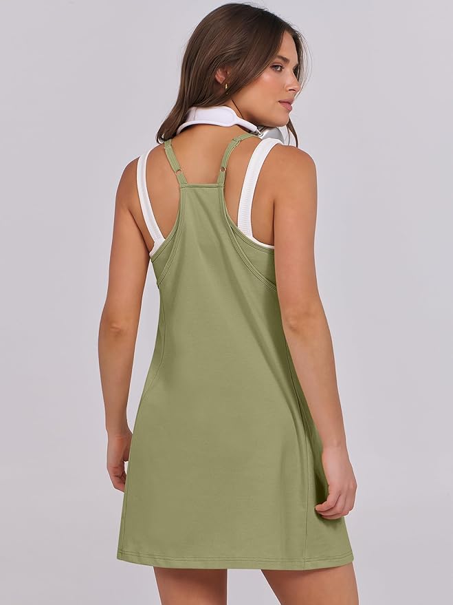 ANRABESS Women Summer Dress 2026 Beach Vacation Outfits Tennis Athletic Workout Romper Dress Built in Shorts Travel Clothes