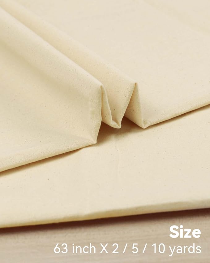 HOTGODEN Medium Weight 100% Cotton Muslin Fabric: 63 inch x 2 Yards Unbleached - Image 3